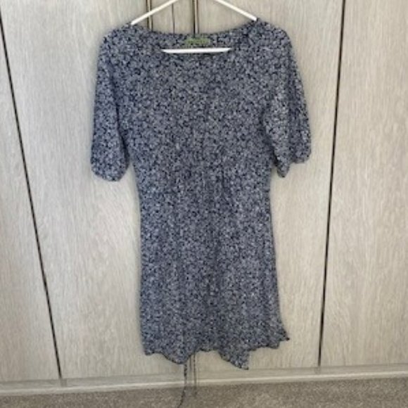 Velvet Brand Blue Floral Tie Back Dress Size M - Picture 1 of 5